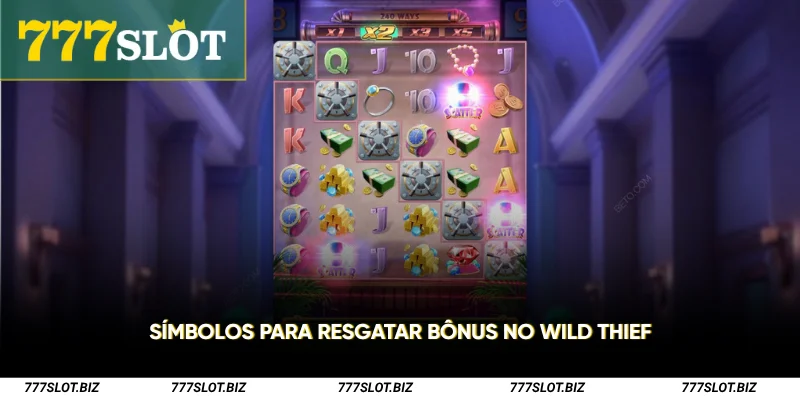 Símbolos para resgatar bônus no Wild Thief